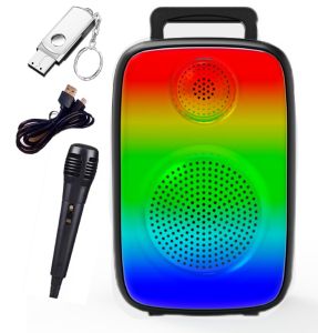 6.5 นิ้ว แบตเตอรี่ 1500 ก้อน ลำโพงบลูทูธไร้สาย ซับวูฟเฟอร์ (รองรับไมค์ บลูทูธ USB การ์ด TF วิทยุ) ลำโพงบลูทูธแบบพกพา ไฟ LED สีสันสดใส ลำโพงบลูทูธ ลำโพงสีน้ำเงิน