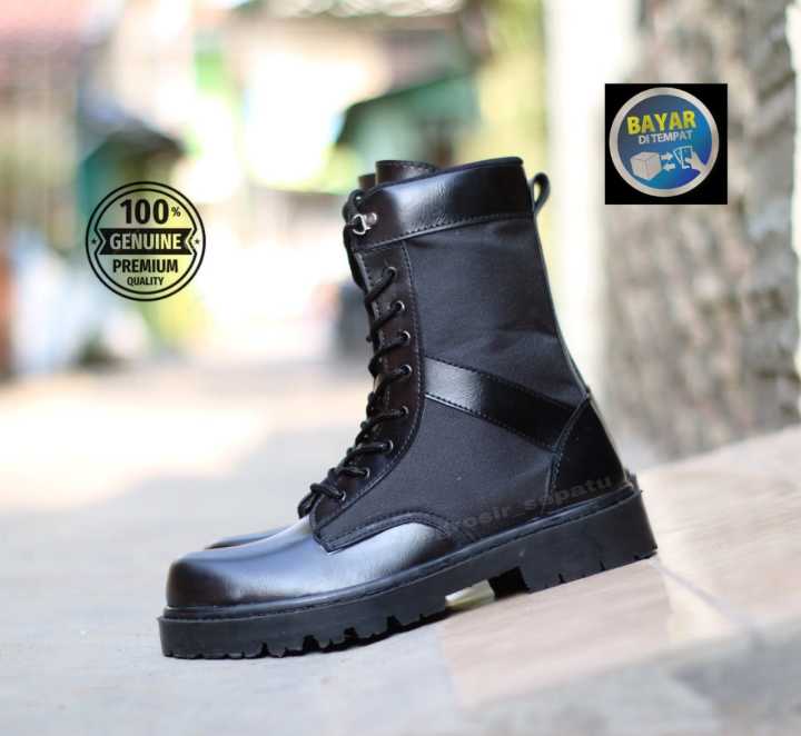 Sepatu PDL TNI Polri Tentara Polisi Safety Pria Boots Tinggi Ujung Besi