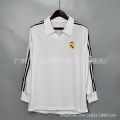 0102 Jersi Rumah Real Madrid, Jersi Kolar Menegak R, Seragam Bola Sepak Klasik Seluar Pendek Lengan Panjang Putih *. 