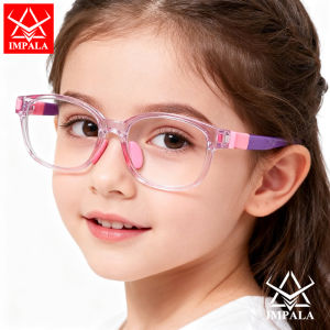 IMPALA FL1011W Anti Blue Light Glasses for Kids 2-8 Years old Boys Girls Computer Glasses Elastic Silicone Frame Removable Eyeglasses for Children
