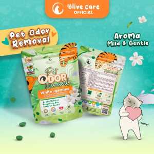 Olive Care Penghilang Bau Kotoran Kucing dan Anjing PET ODOR REMOVAL dengan Butiran Penyerap Bau Teknologi Aktif-Ganda Anti Bakteri yang membuat kulit peliharaan tetap terjaga dari bakteri.