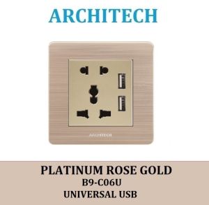 ARCHITECH PLATINUM B9-C06U ROSE GOLD Stop Kontak - Colokan Universal USB