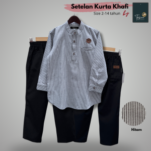 Tabina Setelan Kemeja Kurta Salur Lengan Panjang Anak Laki - Remaja seri Khafi usia 2 hingga 14 thn