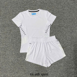 Bộ đùi nữ 2 lớp gồm Áo cộc tay phối lưới và quần thun 2 lớp thể thao tập cầu lông tennis Gym yoga chạy bộ đạp xe pickleball...