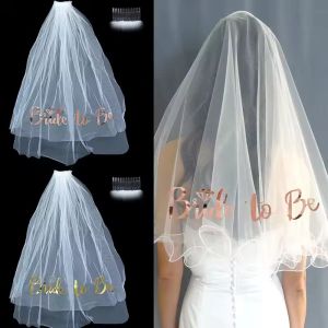 2 Tiers White Ivory Bride Wedding Veil Short Fingertip Bridal Tulle Veil with Comb and Cut Edge Velos De Novia Largos