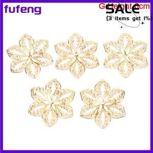 fufeng 50Pcs Vintage Metal Leaf Filigree Flower Slice Charms DIY Craft Jewelry Making