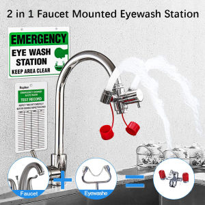 Faucet Mounted Eyewash Station Reliable First AID Emergency Eye Wash Unit for Sink Attachment Sink Mount Eye Flush Shower for Eyes and Skin