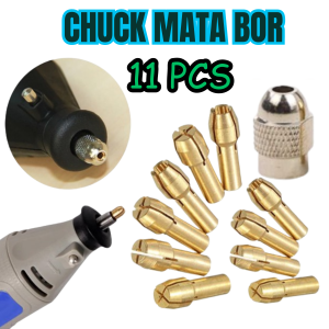 Chuck Kepala Bor Mini 11 PCS Penjepit Mata Bor Set Drill Brass Collet Kepala Mata Bor Grinder Tuner