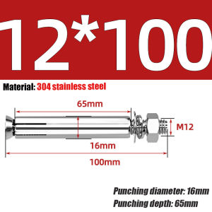 304 Stainless Steel Expansion Bolt M6 M8 M10 M12 Dyna Bolt Sleeve Anchor (Price 1pcs)