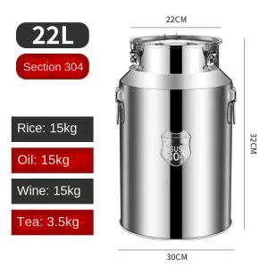 rice dispenser 25 kg/5kg/10kg/15kg stainless storage containers with lid sealed bucket moisture-proof rice bucket edible oil wine bucket rice jar tea barrel household grain storage bucket