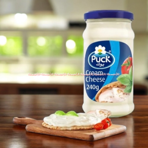 Puck 240gr Processed Cream Cheese Spread Selai Rasa Krim Keju Kemasan Botol Jar Pucks Selai Olesan