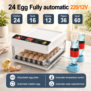 DEKES Egg Automatic Digital Incubator 56/128 Eggs Fully Automatic Egg Incubator Auto Turning Hatcher Chicken Duck Goose Quail Bird Humidity Temperature Control 220V/12V Dual power supply Egg Incubator Fully Automatic