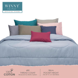 WINNY Buoyant Pure Cotton Fitted Sheet Set | 680 TC (Super Single / Queen / King) | Set Cadar Kapas