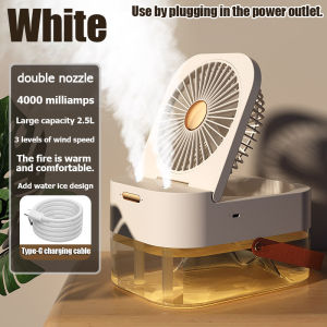 🔥Cool down in 1 second🔥Spray Mist Fan Portable Air Cooler 3.5L USB fast charge Cool to 5°C MINI AIRCON FAN with humidifier Fan Air Cooler Small Electric Fan Mist Cooling Purifier Desktop Humidifier Air Cooling fan Mist Cooler Portable Air Conditioner