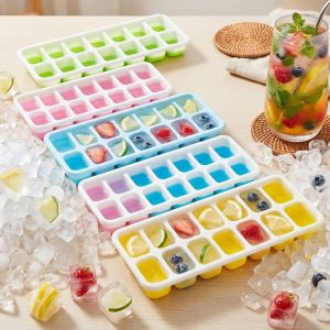 14Grids Silicone Freezer Ice Cube Molder DIY Tray Fruit Ice Molds Kitchen Utensils with Lid BPA Free
