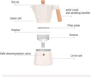 [ BPCF007 ] Bình pha cà phê MOKA POT kiểu Ý thẩm thấu ngược (450ml 300ml 150ml ) Hợp kim nhôm  tay cầm gỗ .