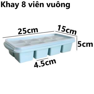 Khay Đá 8 Viên Việt Nhật Plastic MS:6932 - Có Nắp Nhựa Dẻo An Toàn Khuôn Làm Thạch Trữ Đồ Ăn Dặm