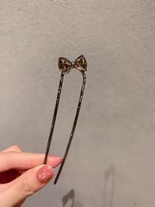 Pháp Retro nơ pha lê Tie kẹp tóc cho phụ nữ Màu đen đơn giản hình chữ U cài tóc phong cách cổ xưa mùa hè Phụ kiện tóc