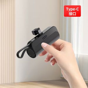 2 IN 1 Mini Portable Power Bank 4 Light 5000MAH IP/Type C Fast Effective Charger For iP Samsung Hua