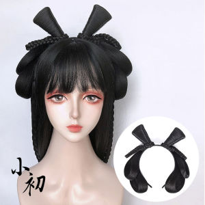 O-New Hanfu Wig Headband Daily Party Invisible Women Synthetic Ancient Vintage Headwear Traditional Chinese Style Twist Braid Bun