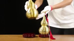 【Ship in 24H】全城最低價 大師已開光招財納福葫蘆黃銅葫蘆創意家居擺件沙金金屬工藝品銅器擺件 New brass Baifu gourd creative home coffee table TV cabinet ornaments sand gold metal crafts copper ornaments