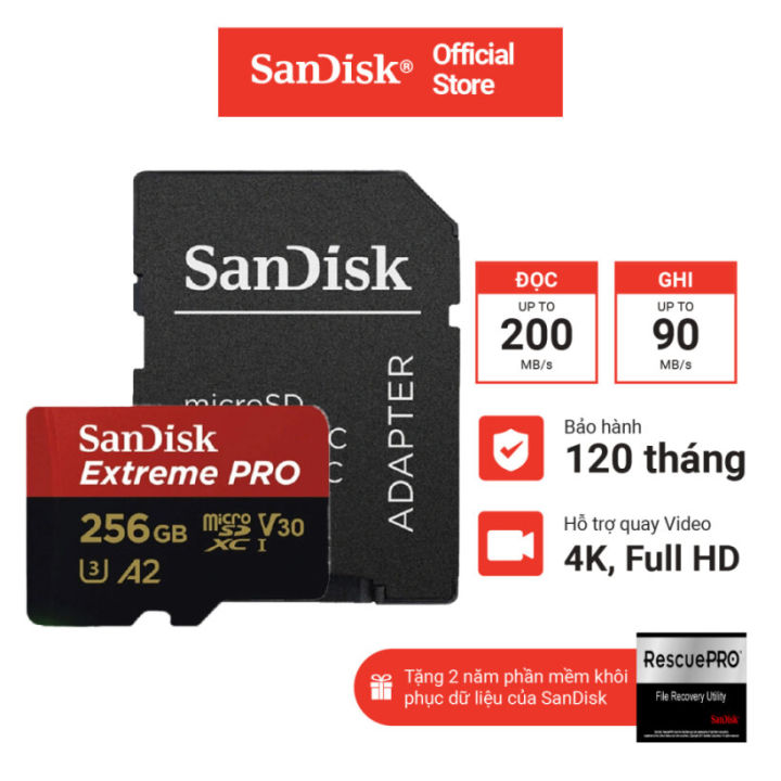 Thẻ Nhớ MicroSDXC SanDisk Extreme Pro V30 A2 64GB - 128GB - 256GB 200MB ...