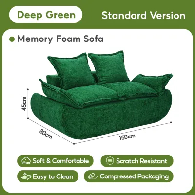 MODOFO Compressible sofa Memory Foam Vacuum-Packed Boat–Style Lightweight sofa Orange/Green Easy Move & Setup 150/180 cm Couch for Living Room/ Apartments