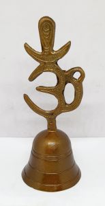 HB036 กระดิ่ง ทองเหลือง ด้ามจับ ลาย โอม ของขวัญ ของตกแต่ง ของสะสม