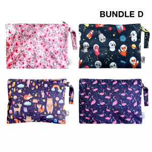 FLOCK THREE Wet Bag Bundle Set Diaper Bag Gadgets Pouch for Swimming Travel Toiletries with Zippered Pocket 20 X29CM