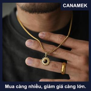 【CANAMEK】 Đơn giản thép không gỉ Chuỗi vòng cổ hip hop hình học Hướng Dương Mặt Dây Chuyền Choker người đàn ông đồ trang sức