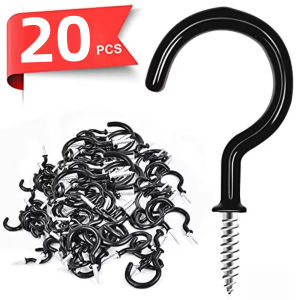 20pcs Wall Mounted Ceiling Hook Cup Hook Screw Hook Home Storage Screw-In Holder Mug Hanger 1/2inch
