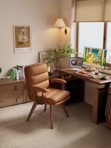Computer Solid Wood Swivel Desk For Home Use Office Makeup Bedroom Armchair Study Chair