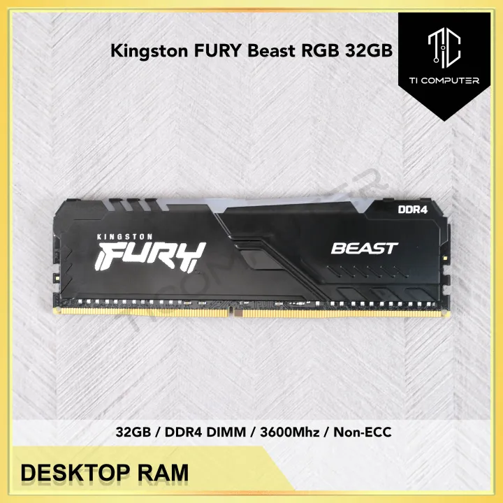 Kingston FURY Beast RGB 32GB CL18 DDR4 3600MHz XMP Support DIMM Refurbished Desktop PC GAMING RAM