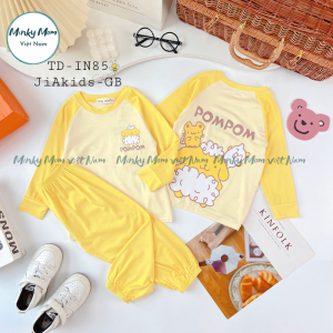 Bộ Quần Áo Trẻ Em Dài Tay Minky Mom Vải Thun Lạnh Thiết Kế Thân Áo In Hình Động Vật Quần Bo Gấu Cho Bé 0-8 Tuổi TD-IN85