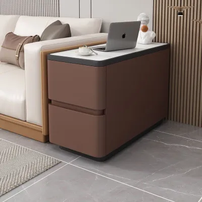 [CozyNest ]Side Cabinet Living Room Sofa Side Cabinet Storage Light Luxury Multifunctional Mobile Solid Wood Ultra Narrow Small Side Cabinet Simple Modern Edge Table