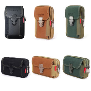 [Fast Delivery] Outdoor Canvas Waist Bag Sport Casual Men Phone Purse Zipper Belt Bum Pouch