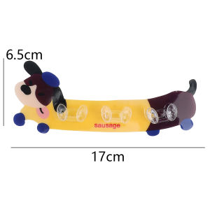 YESPERY 3Pcs Cute Dachshund Toothbrush Holder Cartoon Puppy Hook Bathroom Storage Rack Wall Mounted Plug Rack