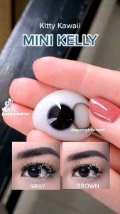 คอนแทคเลนส์ รุ่น Mini Kelly สีเทา/ตาล gray/brown มีค่าสายตา (0.00)-(-10.00)