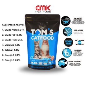 Makanan Kucing Toms Cat Food All Breeds & All Size All Life - 1.2 Kg Toms Catfood All Stages Rasa Chicken Lamb Salmon