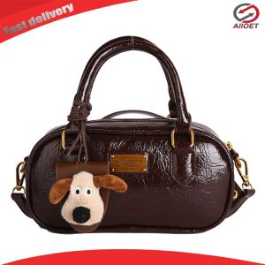【Alloet】 Women Girls PU Leather Sport Bag with Adjustable Strap for Travel and Daily Use Durable Bowling Bag