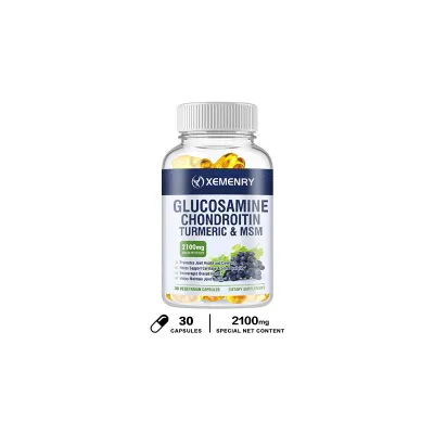 GLUCOSAMINE CHONDROITIN TURMERIC & MSM - 2100 mg per serving - Promotes joint health and joint mobility - 30/60/120 capsules