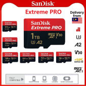 (COD) 200MB/s Sandisk 1TB 512GB 256GB 128GB 64GB 32GB Extreme PRO Micro SD Card SDXC V30 A2 Memory Card For CCTV/Digital Camera/Dashcam/Laptop