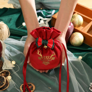 【10Pcs/Set】Creative Christmas gift bag Christmas apple velvet bag Christmas Eve candy box Christmas fruit flannel bundle pocket
