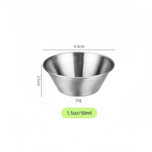 STYLETENK 1.5 Oz Capacity Sauce Cups Mini Size Reusable Condiment Ramekins Durable Stainless Steel Dipping Bowls For Ketchup Mustard