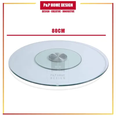 Tempered Glass Rotating Top Table Turn Top Lazy Susan Dining Table Top Meja Makan Kaca Pusing 玻璃转盘[Ready Stock]