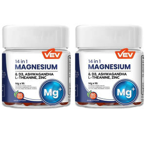 VEV 1-in-1 Magnesium Complex Gummies for DeepCalm - Ashwagandha L-Theanine D & Zinc 0 Count