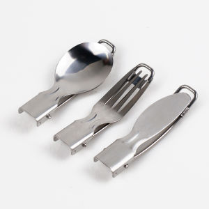 Sendok Garpu Pisau Lipat Portabel Stainless Steel