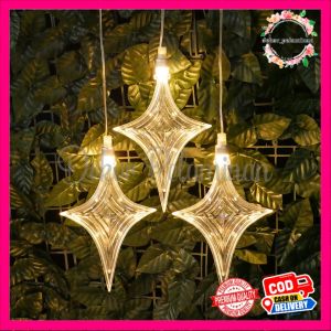 Lampu Gantung Bintang Hexagonal isi 10 Hiasan Jendela Lampu Nordic Star Led Chandeliers Panjang 300CM Rumah Natal Dekorasi Pernikahan Liburan Pesta Import Premium Artifisial