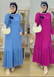 youras gamis muslim wanita kaos knit rajut import polos rempel renda terbaru terlaris termurah cod