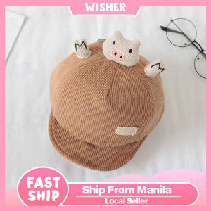 Baby hat fall and winter models duck tongue cap 5-24 months men and girls super cute cartoon pig baby soft top baseball cap
